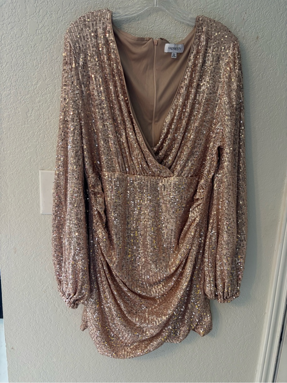 Faeriesty Rose Gold Sequin Mini Dress 2X